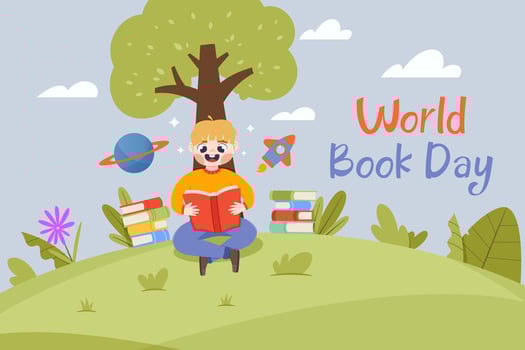 Little Boy Reading a Book vector