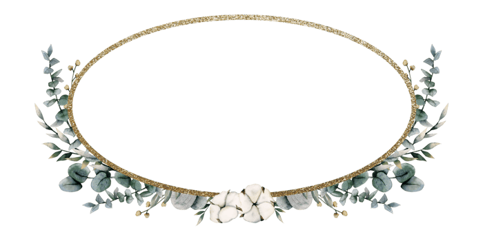 Oval eucalyptus and cotton golden frame with silver dollar branches and grass. Elegant botanical green watercolor illustration png