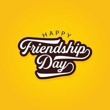 Happy Friendship day vector illustration on yellow background with beautiful text and lettering for celebrating friendship day 2023. Friendship day typography greeting card, banner, poster.