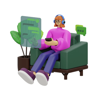 3d illustration chatting when sitting in the sofa png