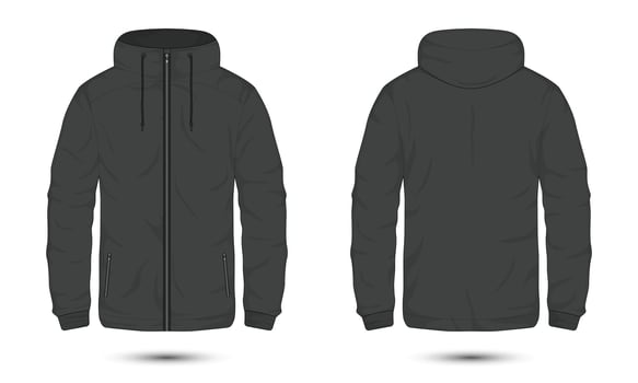 Hooded casual jacket front and back vector