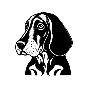 Cute Black Ink Bloodhound Dog Portrait vector