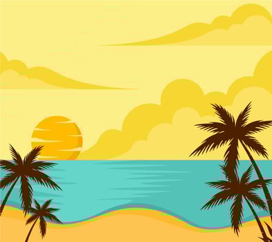 summer paradise sunset landscape background vector