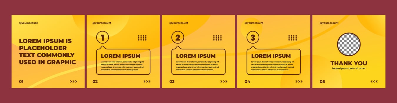 orange theme carousel template for social media post vector