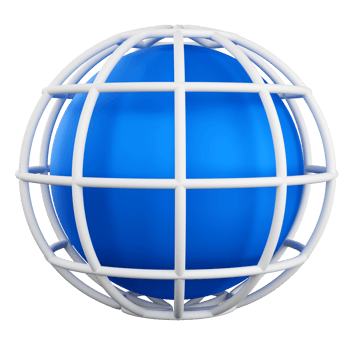 3D render of globe with lattitude and longitude png