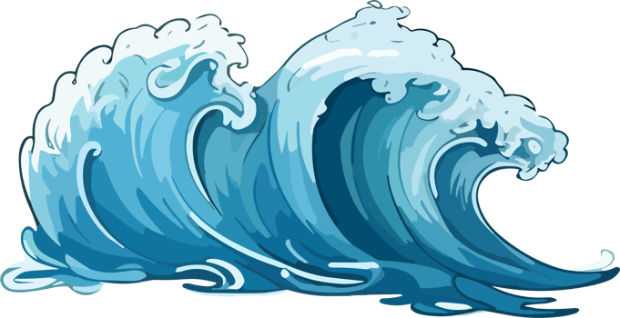 Crashing Water Waves Illustration png