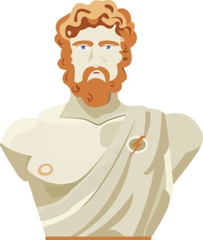 Zeus the supreme god of the Greeks Statue Bust vector illustration, Jupiter ,King of the gods statue flat style vector image
