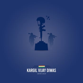 26th July Kargil Vijay Diwas Design Concept With Indian Flag and Army Social Media Post vector