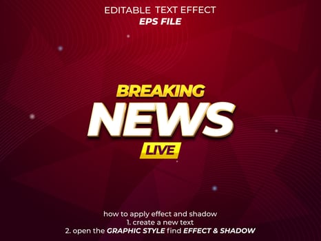 breaking news text effect, typography, 3d text. vector template