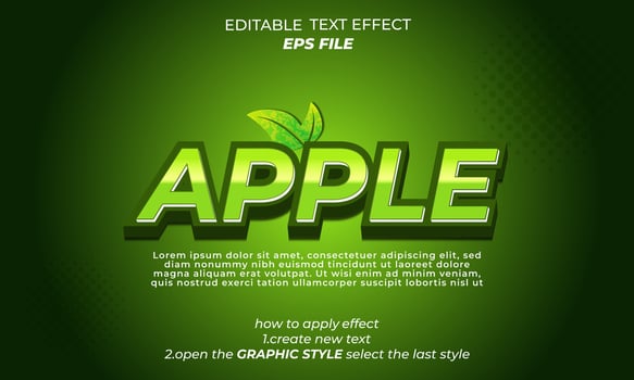 apple text effect, typography, 3d text. vector template