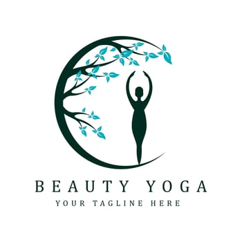Beauty yoga meditation logo design vector