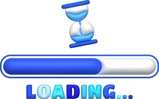 Loading bar and hourglass progress visualization Loading status collection Web design elements. 3d illustration. png