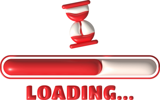 Loading bar and hourglass progress visualization Loading status collection Web design elements. 3d illustration. png