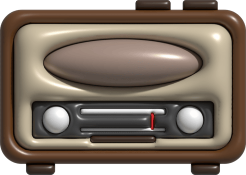 3D illustration vintage radio receiver. png
