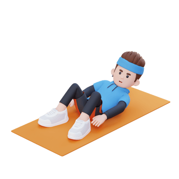 Dynamic 3D Sporty Male Character Mastering the Hell Touch Workout at Home Gym png