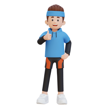 3D Sportsman Character Embracing a Positive Lifestyle with a Thumb Up Pose png