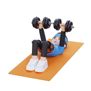 3D Sportsman Character Performing Dumbbell Decline Floor Press png