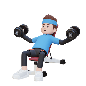 3D Sportsman Character Sculpting Muscular Chest with Incline Bench Dumbbell Chest Fly png