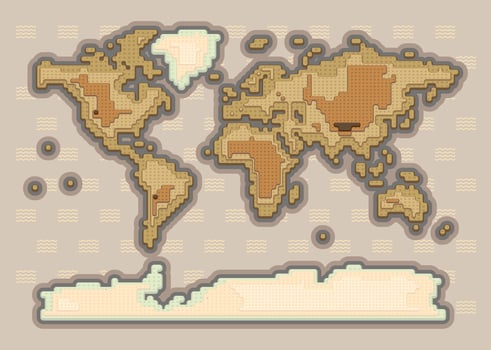Vector world map pixel art