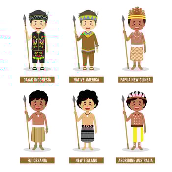 Cartoons of Various Tribes in the World vector