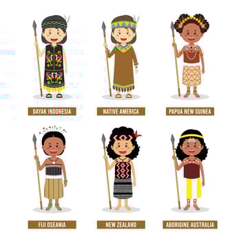 Cartoons of Various Tribes in the World vector