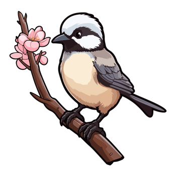 Fluffy appearance Chickadee illustration in cartoon style png