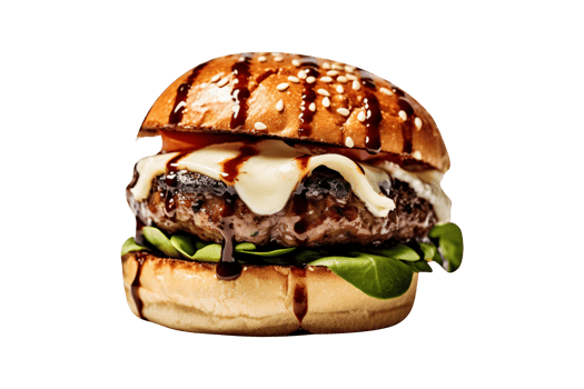 Delicious caprese burger on transparent background png