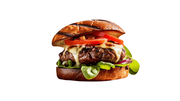 Delicious bruschetta burger on transparent background png