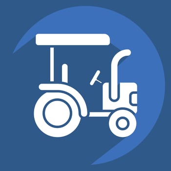 Icon Tractor. related to Agriculture symbol. long shadow style. simple design editable. simple illustration vector
