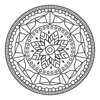 Monochrome mandala ornament outline pattern. Indian geometric art graphic for meditation. png