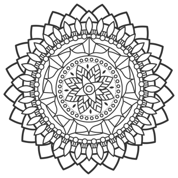 Monochrome mandala ornament outline pattern. Indian geometric art graphic for meditation. png