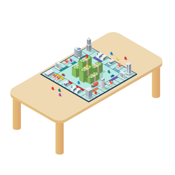 Board game on the table isometric view png