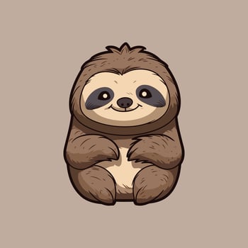 Cute baby sloth sitting, hand drawn vector