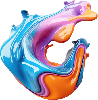 Abstract 3d colorful fluid shape. png