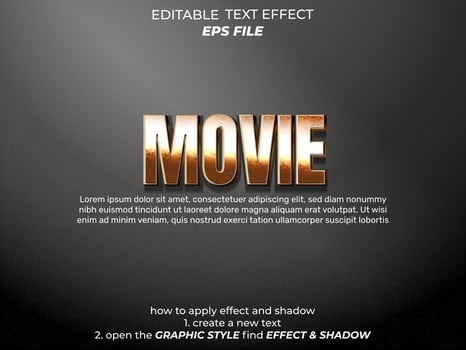 movie text effect, typography, 3d text. vector template