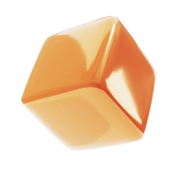 3d block object golden cube abstract geometric shape. Realistic glossy gold luxury template decorative design illustration. Minimalist bright element mockup isolated transparent png
