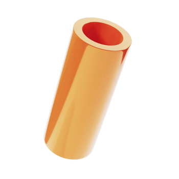 3d shape metallic golden pipe. Realistic geometric glossy gold template design illustration. Minimalist mockup isolated transparent png