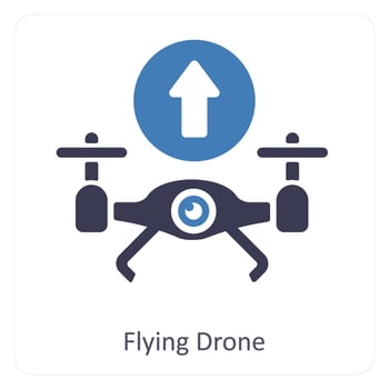 flying drone and drone icon concept vector