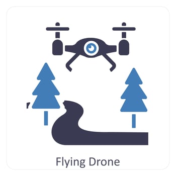 flying drone and drone icon concept vector