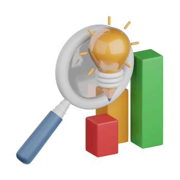 3d rendering insight isolated useful for business, analytics, web, money and finance design element png