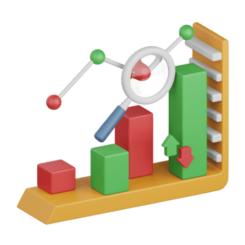 3d rendering market analysis isolated useful for business, analytics, web, money and finance design png