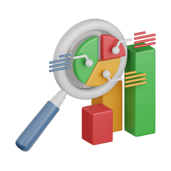 3d rendering analytics isolated useful for business, analysis, money and finance design element png