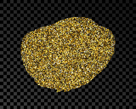 Hand drawn ink spot in gold glitter. Gold ink spot with sparkles isolated on dark vector