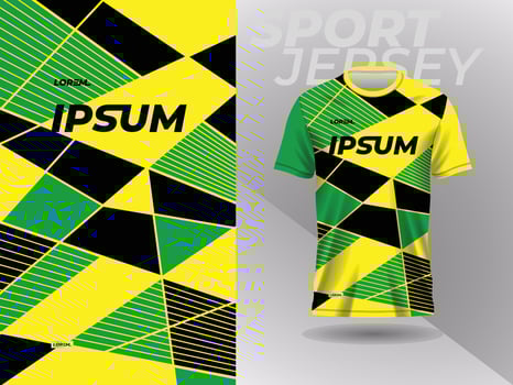 green yellow shirt sport jersey mockup template design for soccer, football, racing, gaming, motocross, cycling, and running vector
