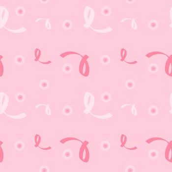 Breast cancer awareness month seamless pattern with pink ribbon vector