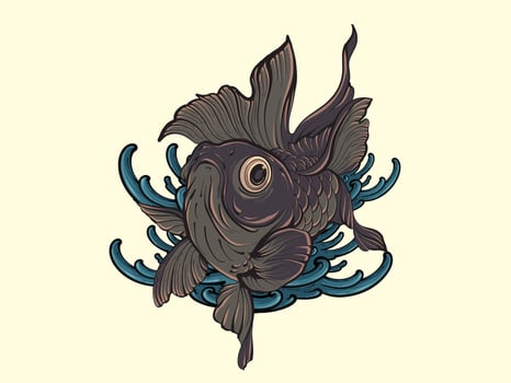 Cute baby goldfish vector