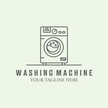 washing machine line art minimalist logo design illustration laundry creative vector