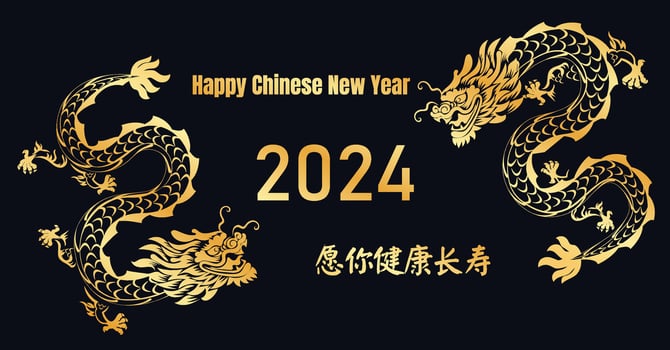 Chinese New Year 2024, the year of the Dragon vector