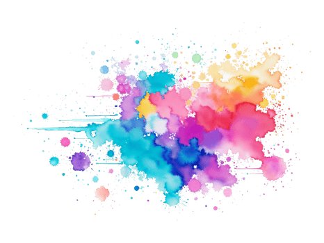 Abstract Colorful watercolor splash and stains with isolated scarlet spot textures representing png