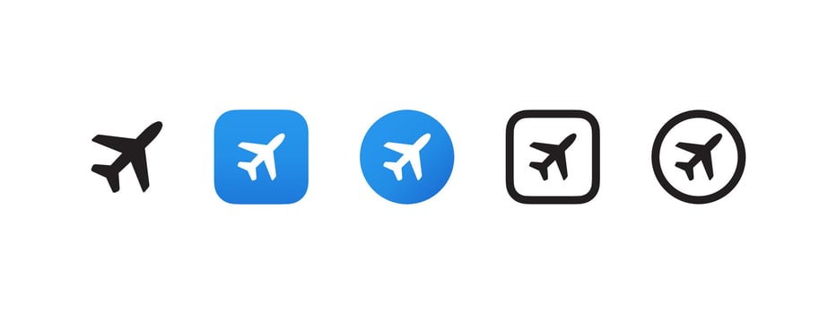 Airplane mode icons set. Mobile icons UI, UX design. Airplane mode bar icons. Vector scalable graphics